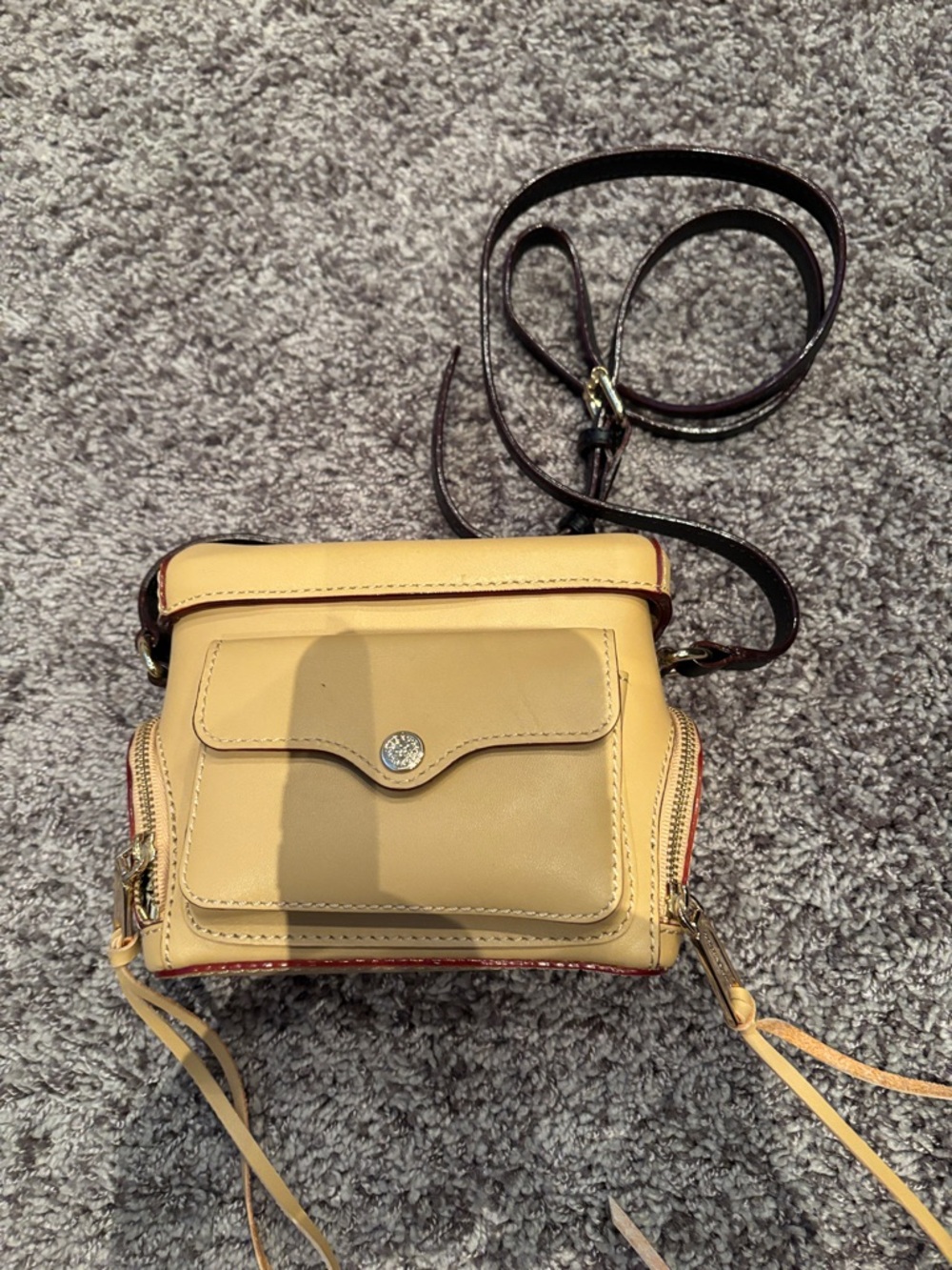 Rebecca Minkoff Cream and Dark Brown Crossbody Camera Bag